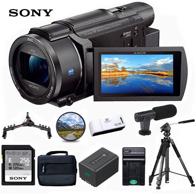 索尼（SONY）FDR-AX60 数码摄像机 4K高清 夜摄 会议 课程 直播DV/摄影/录像 5轴防抖 256G套装